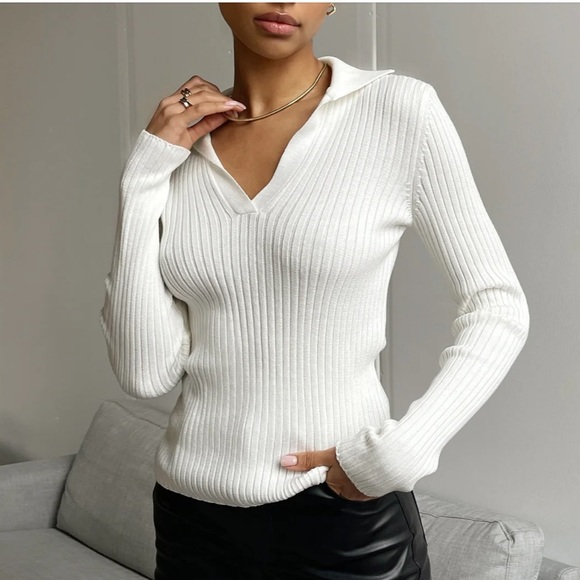 Collared Rib Knit Top - Picture 3 of 4